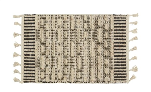 Handwebteppich  Black Coast ¦ beige ¦ Wolle